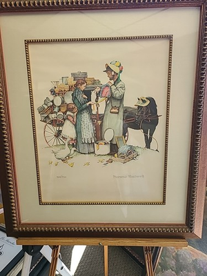 #ad #ad Norman Rockwell mirror art mother Daughter with Huckster Horse wagon $355.00