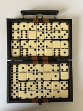 Vintage Dominos Set In Mini Faux Leather Briefcase