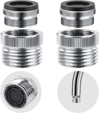 2 Pack Faucet to Hose Adapter with Aerator, Sink Garden Silver