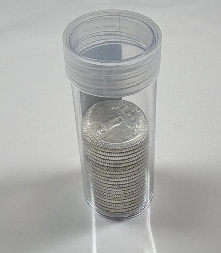 GEM BU Half-Roll (20) 1963/4 Washington Quarters 90% Silver $5 FV Uncirculated