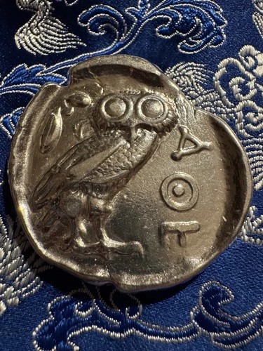 3.2 Ozt Hand Poured Fine .999 Silver Owl Coin By Phrygian Mint Made In The USA