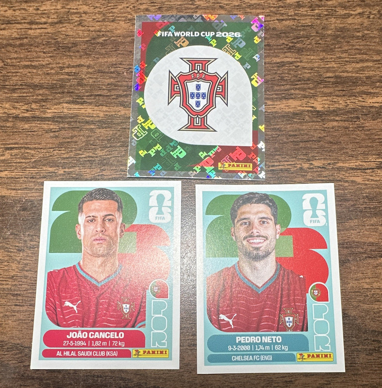 Panini FIFA World Cup 2026 Portugal 3-Card Lot Crest/Cancelo/Neto POR 1 5 19