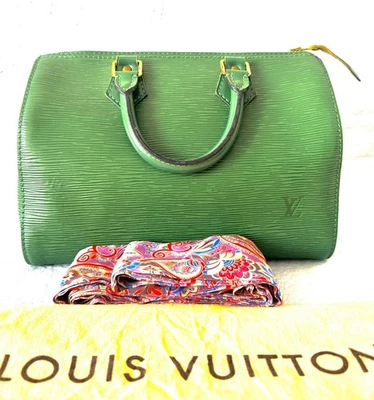 Louis Vuitton Speedy 25 Epi Leder Borneo Grün mit Bandeaus Green