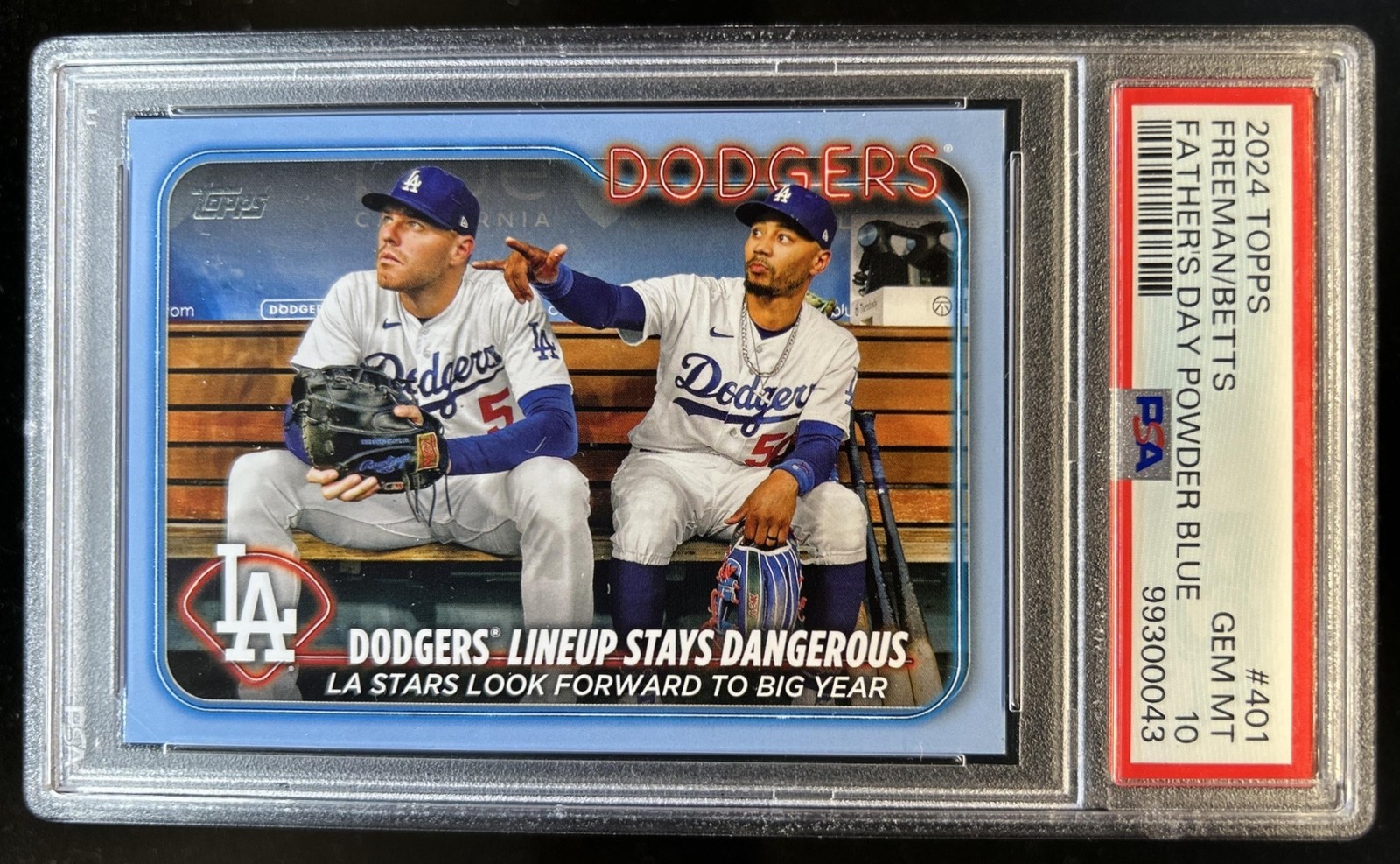 2024 Topps Dodgers Freddie Freeman Mookie Betts Father's Day Blue #/50 PSA 10