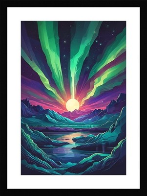 Intimate Northern Lights Framed Wall Art Poster Canvas Print Picture