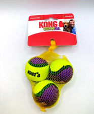 KONG CrunchAir Small Tennis Balls 3 Pack No Squeak Dog Fetch Toy 2"