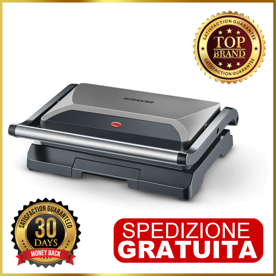Mini Grill Elettrico 800W Piastra Antiaderente per Panini e Carne Rapid