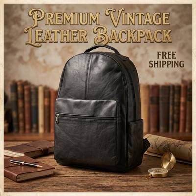 Leather Backpack Genuine Vintage Travel Rucksack Laptop Shoulder School Bag Men
