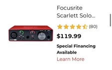 Focusrite Scarlett Solo USB Audio Interface Y...