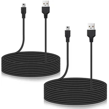 15 Ft Long Mini USB Cable for PS3 Controller, Mini-B Charger Cord 2-Pack