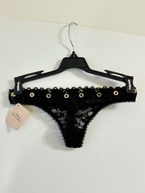 NWT Agent Provocateur STEVIE Lace Thong Black Lace 2 S Boudoir Vamp Luxury