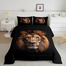 Lion Kids Comforter Set Twin Size,Wild Animals Wildlife Fur Bedding Set,Girls...