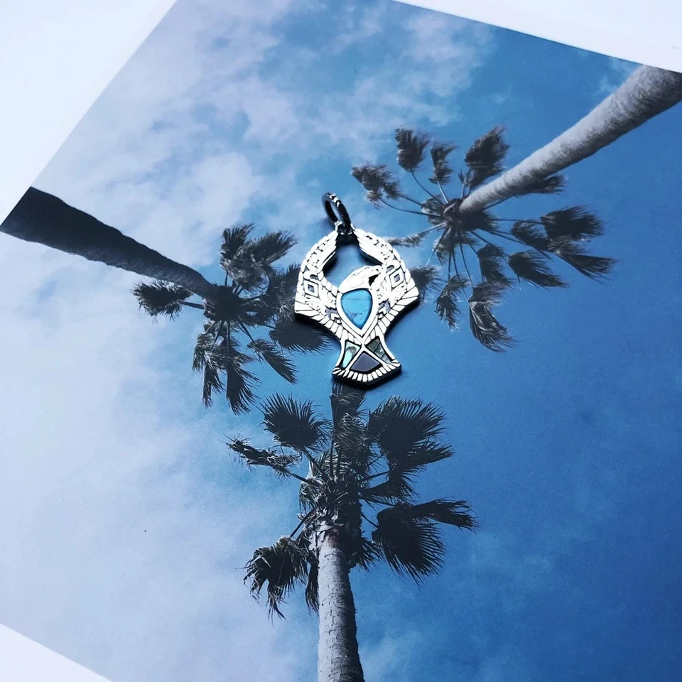 Colgante turquesa pájaro águila plata 925 detalles de piedras preciosas de diseño Foto 3 de 4