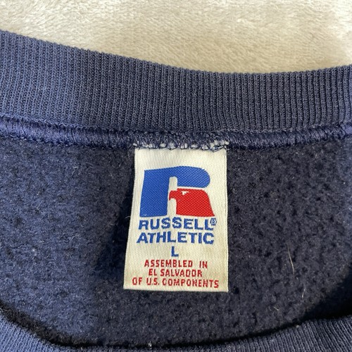 Sudadera de Colección Russell Athletic Calce Cuadrado Talla Grande Azul Marino En Blanco Años 90 Desteñida al Sol - Imagen 3 de 7