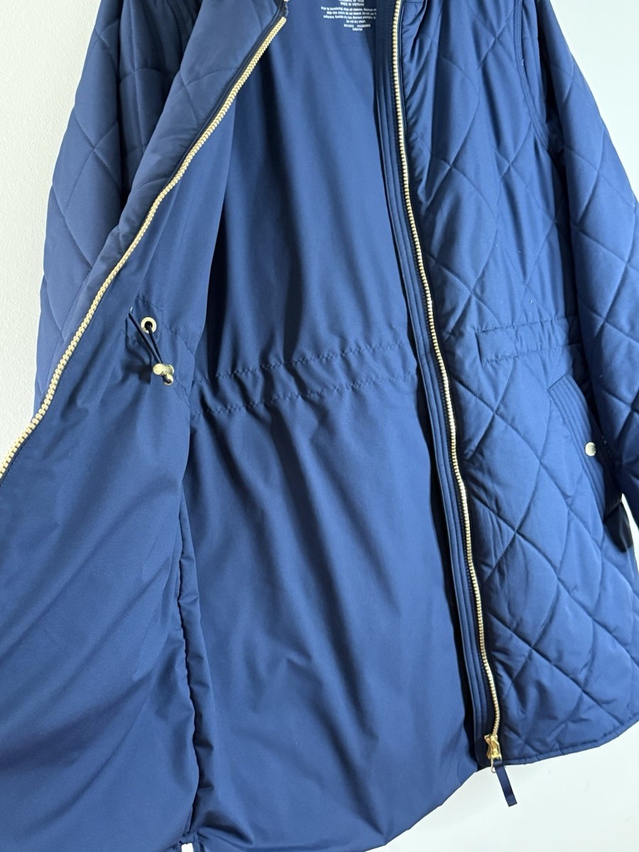 L.L. Bean Women's Bean's Cozy Quilted Coat Navy Blue Petite L **AS IS READ** View 6