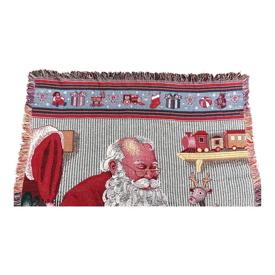 Manta Tapiz Vintage Navidad Papá Noel Hacer Juguetes Taller 53x45 Foto 2 de 4