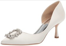 Badgley Mischka Women's Fabia Pump, Soft White Satin, 8
