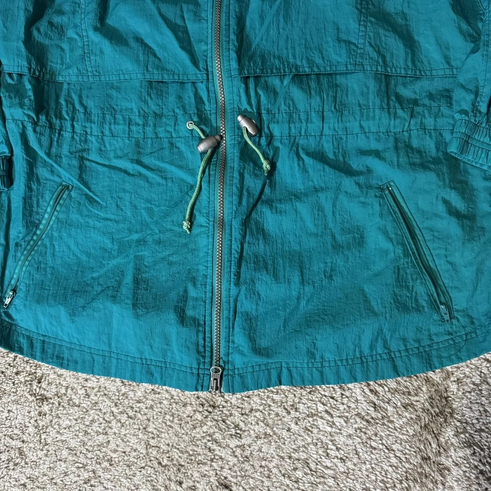Chaqueta cortavientos vintage Reebok para hombre mediana verde azulado nailon cremallera completa malla forrada años 90 Foto 2 de 4