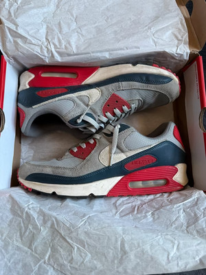 Nike Air Max 90 Herren Größe 45 Grau Rot   Classic Sneaker