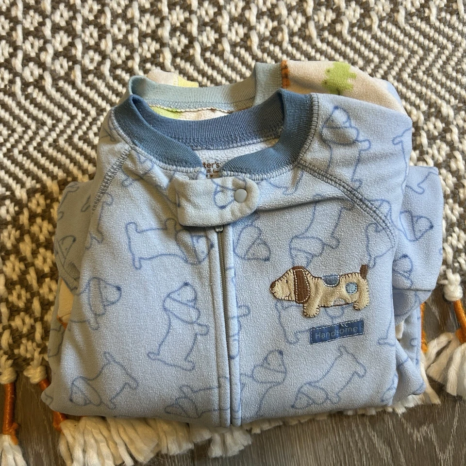 Carters Fleece Sleep Sacks Bags Size 0-9 Months Baby Infant Blue Lot Of 3 - Image 3 of 3