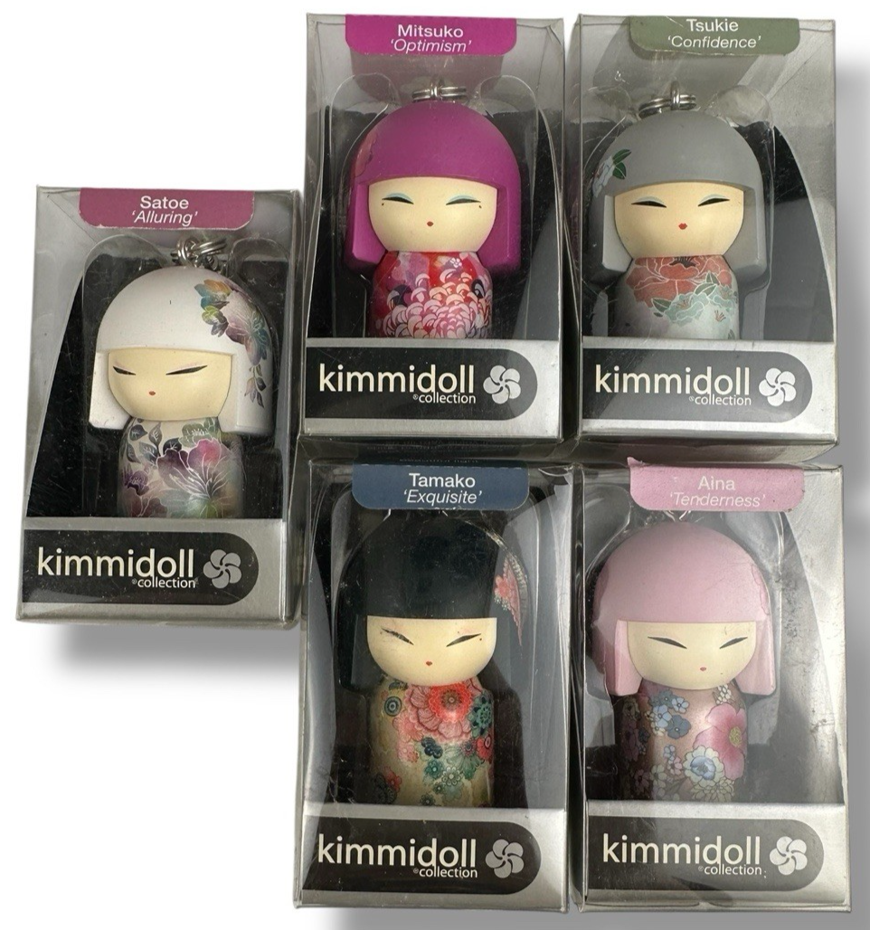 Kimmidoll Doll Set of 5 Keychain Charms Mitsuko, Satoe, Tsukie
