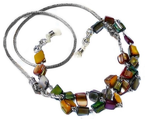 Reading eye glasses spectacle cord lanyard - autumn tones Mother of Pearl - Picture 4 of 5