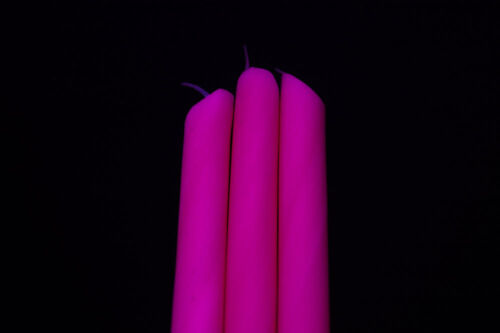 3 Pack PINK Blacklight Reactive Drip Candles - Picture 2 of 3