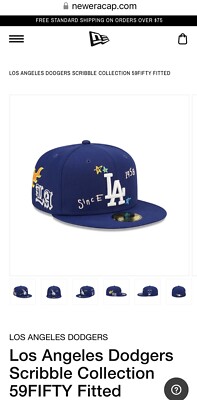 Casquette New Era 59fifty Los Angeles Dodgers Scribble Collection, Taille 7 3/8, Bleue