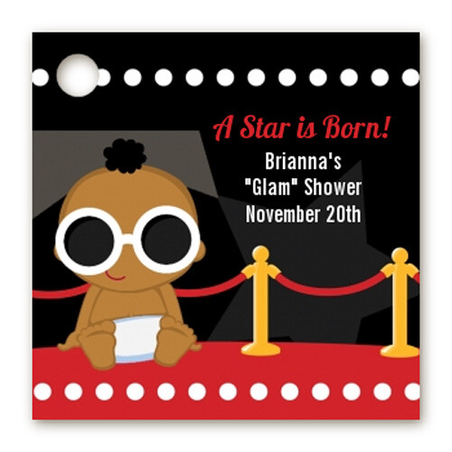 A Star is Born African Boy - 20 Personalized Baby Shower Favor Tags
