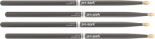 2 PACK ProMark Classic Forward 5B Painted Gray Hickory Drumsticks, Oval Wood Tip
