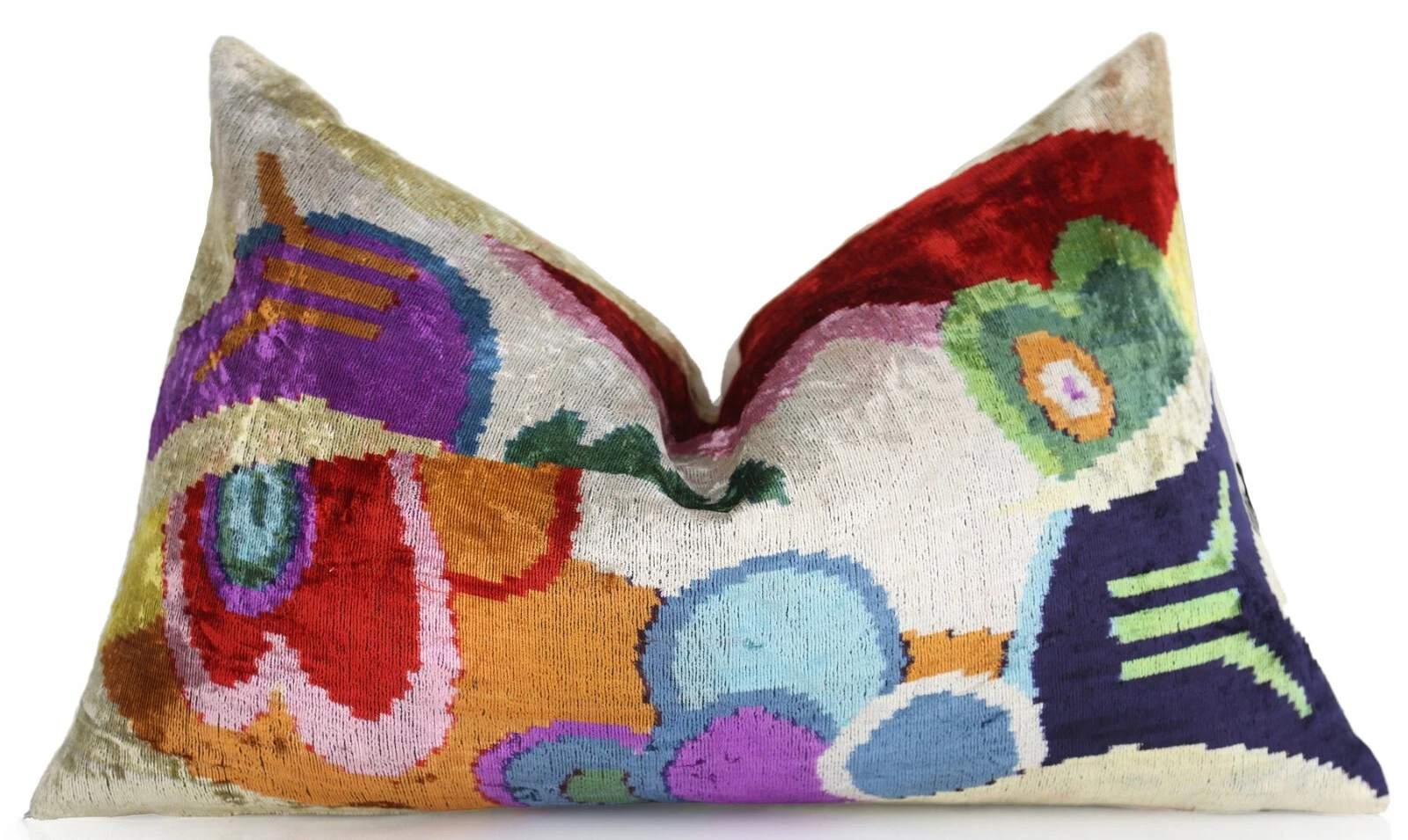 Abstract Velvet Pillow 16x24 – Multicolor Ikat, Handcrafted Luxury
Opens in a new window or tab