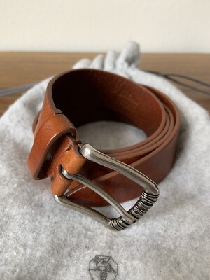 $1095 Brunello Cucinelli Aged Brown Leather Belt 38 95 | eBay display picture 1