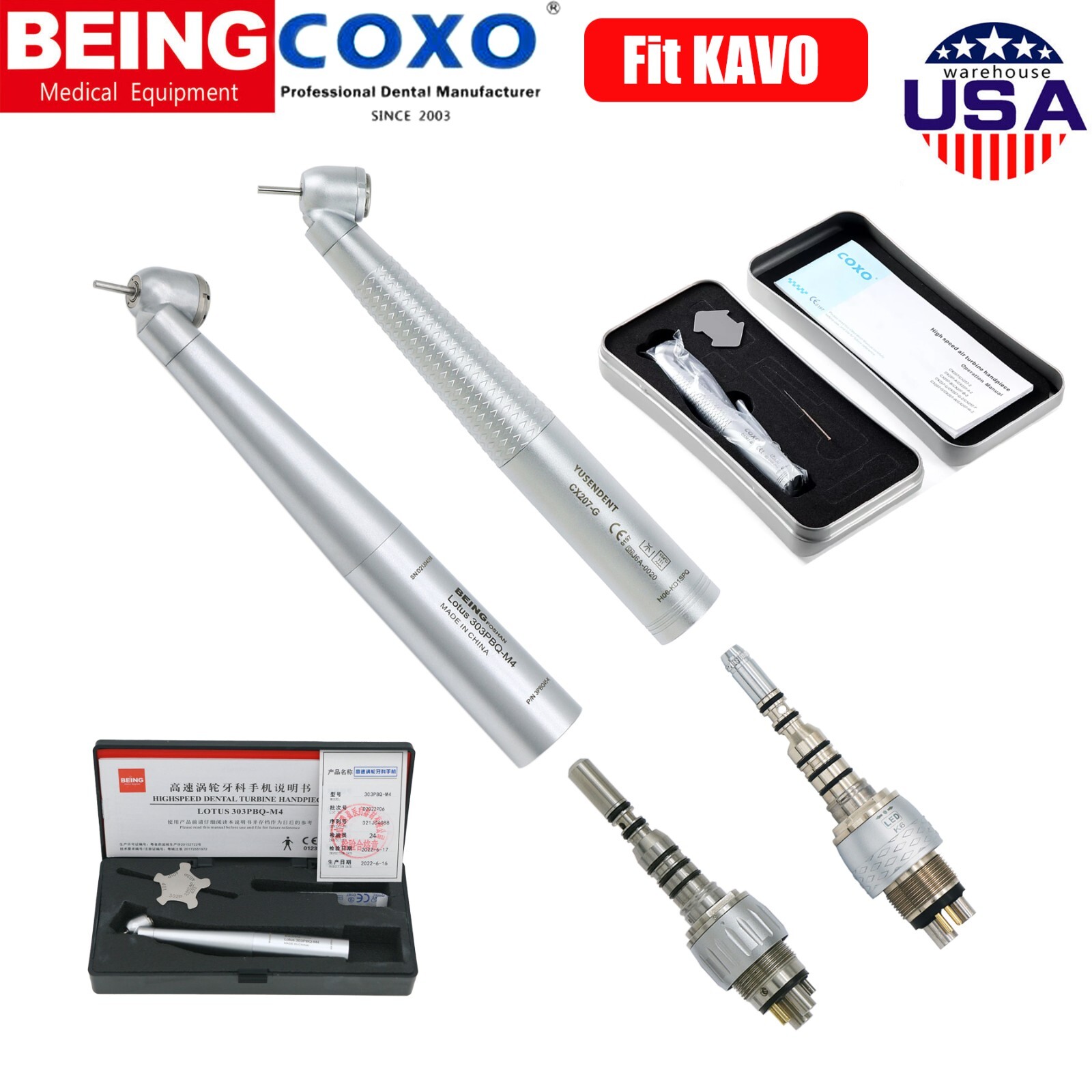 BEING COXO Dental Surgical 45° High Speed Handpiece Fiber Optic KaVo MULTIflex