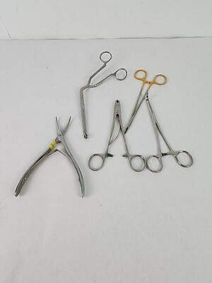 Medical Instruments Lot Of 5 Forceps? Scissor Handle Codman Mueller Stryker MJ1