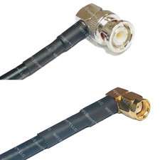 RFC195 BNC MALE ANGLE to RP-SMA MALE ANGLE Coax RF Cable USA-Ship Lot