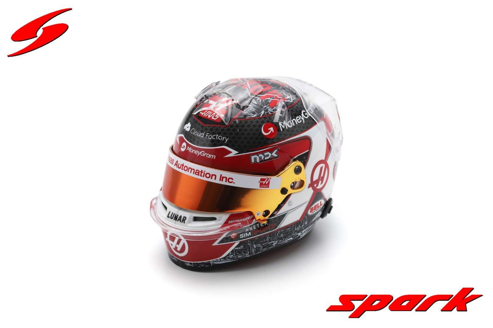 Casque miniature F1 Spark 5HF100 Kevin Magnussen Haas MoneyGram echelle 1/5 mini casque de collection