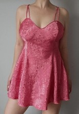 Vtg 80's Victoria's Secret Gold Label Pink Satin Silky Slip Dress Size M