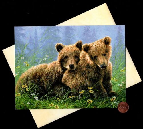ENCOURAGEMENT Brown Bear Butterflies Flowers Forest - Greeting Card W/ TRACKING - Photo 1/5