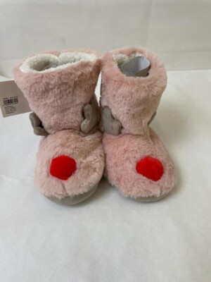 Novelty Reindeer Bootie Style Slippers Size 10-11 (kids Size) Uk