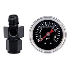 Liquid 0-15psi Fuel Pressure Gauge Regulator Gauge 1/8" NPT W/ 6AN Adapter