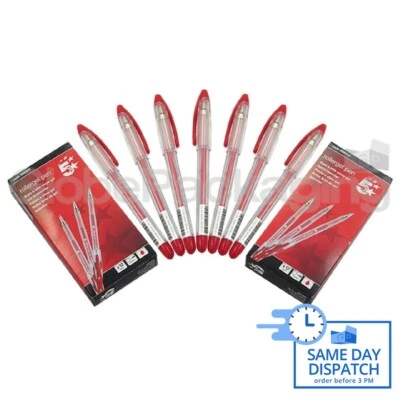 5 STAR 12 x QUALITY RED ROLLERGEL ROLLER GEL INK PENS *FAST*