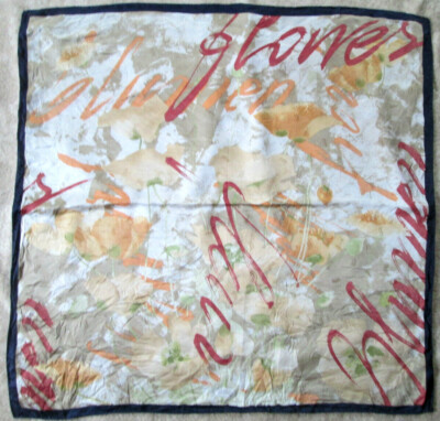 Foulard En Soie Basler Vintage - 88x88 Cm - Bords Marron & Fond Bleu - Occasion