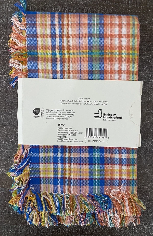 Threshold Checkered Print 2 Piece 100% Cotton Fabric Napkin Set 18" x 18" New 🤗 - Image 3 of 4