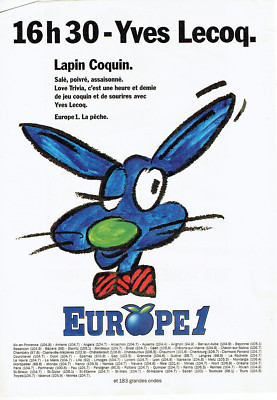 Werbung Advertising 107 1992 Radio Europa 1 Yves Lecoq freches Kaninchen