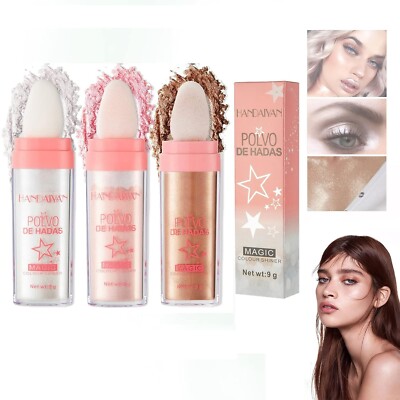 3 Colors Glitter Powder Highlighter Makeup, Polvo De Magic Hadas Patting Powder