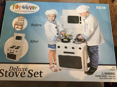 Pop Oh Ver Pretend Play (Stove Set) fold away- age- 3 & up * FITS ON A CHAIR *