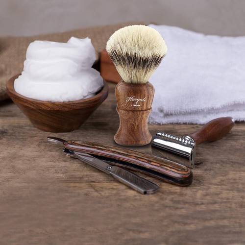 Madera Hombre Brocha de Afeitar Con Plata Tip Badger Hairs Regalo Perfecto Caja - Imagen 4 de 5