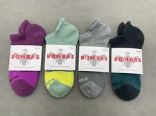 4 Pairs Bombas Women's Tri-Block Marl Ankle Sock Size Medium 8-10.5 4 Colors