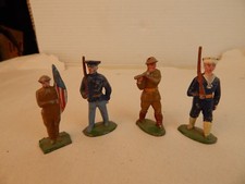 lot of 4 WW1-era TOY LEAD SOLDIERS US Armed Forces at PARADE