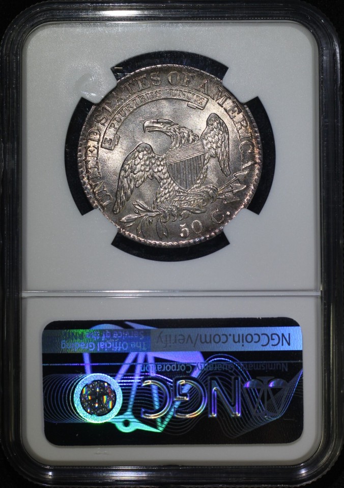 1826 Capped Bust Half Dollar NGC MS63 Well Struck Colorful Green Rim 1826 capped bust half dollar ngc ms63 well struck colorful green rim